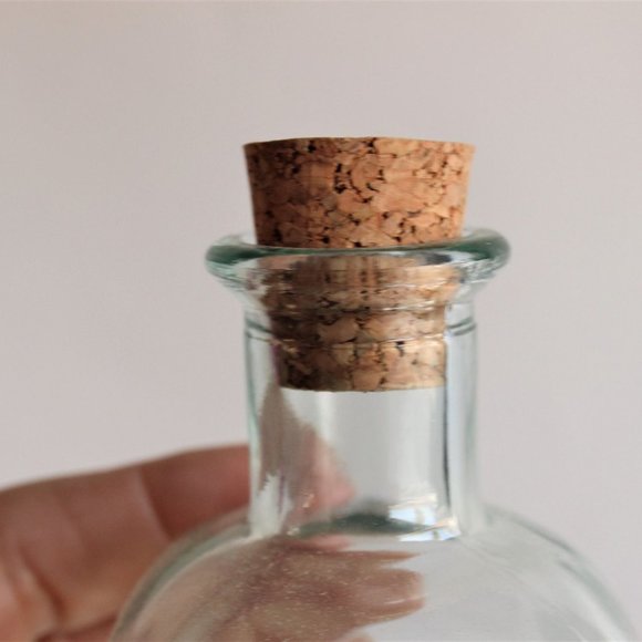 Vintage Glass Bottle With Cork, 8 Ounce, Reycled Spanish Glass, One - Picture 5 of 8